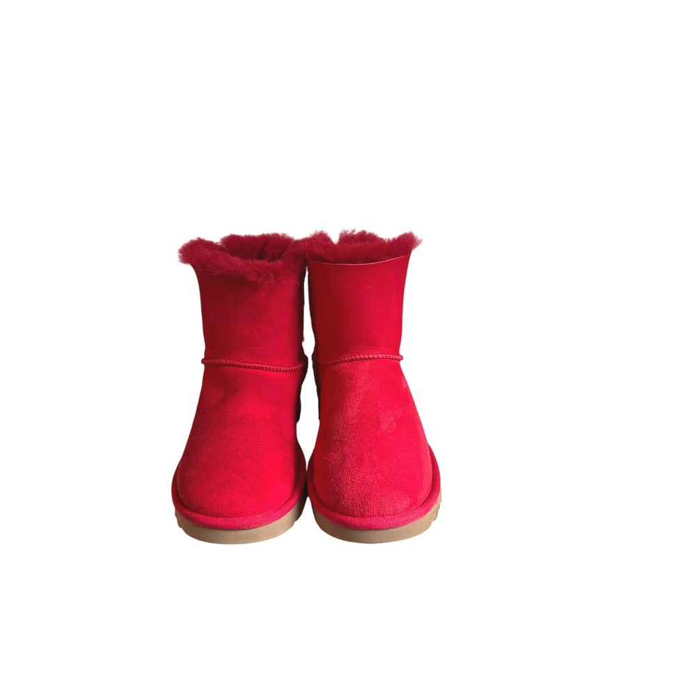 UGG Womens Custom Bailey Bow Red Suede Shearling Boots 1129071 Size 7